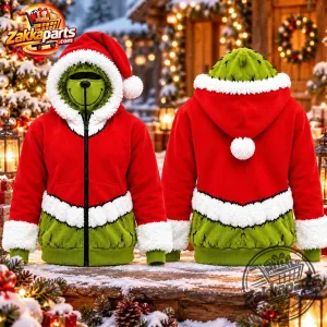 Grinch HoodMas Green Christmas Mask Zip-Up Hoodie 7 Grinch HoodMas Green Christmas Mask Zip-Up Hoodie