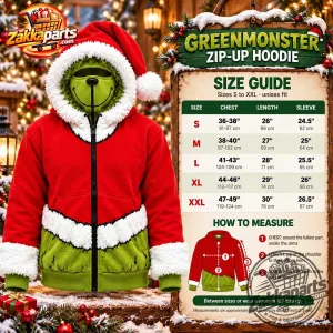 Grinch HoodMas Green Christmas Mask Zip-Up Hoodie 9 Grinch HoodMas Green Christmas Mask Zip-Up Hoodie