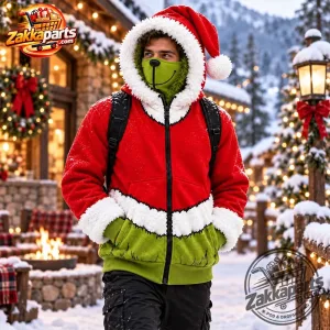 Grinch HoodMas Green Christmas Mask Zip-Up Hoodie 11 Grinch HoodMas Green Christmas Mask Zip-Up Hoodie